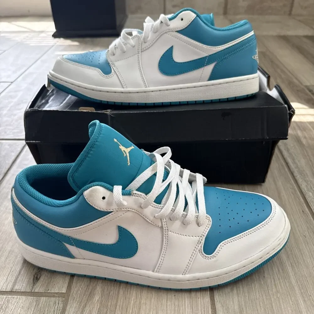 Size 13 Air Jordan 1 Low Aquatone Teal 553558-174 og box